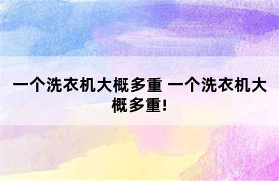 一个洗衣机大概多重 一个洗衣机大概多重!